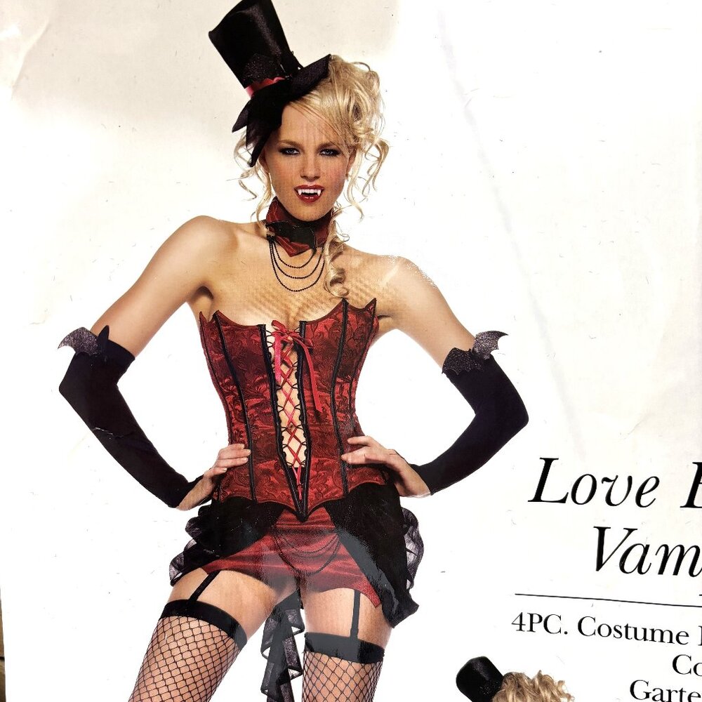 * Leg Avenue Love Bites Vampire Corset Costume Set Discontinued Med NIP